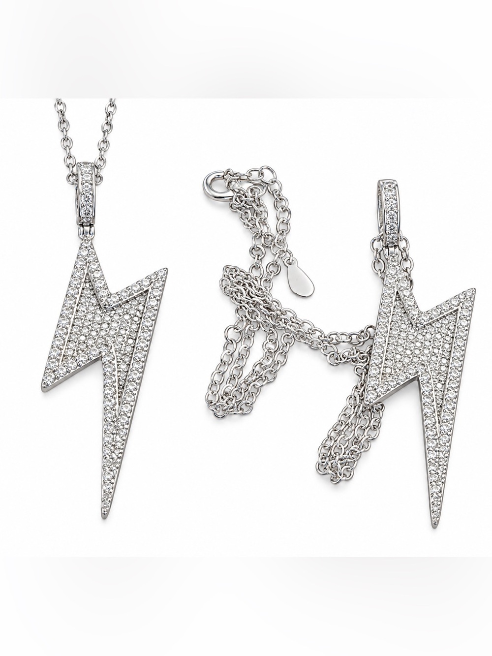 Luxury 1.8 CT Moissanite Lightning Bolt Pendant Necklace